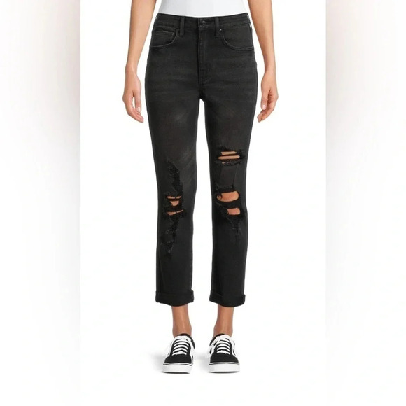 No Boundaries High Rise Destructed Girlfriend Jeans - Picture 4 of 7